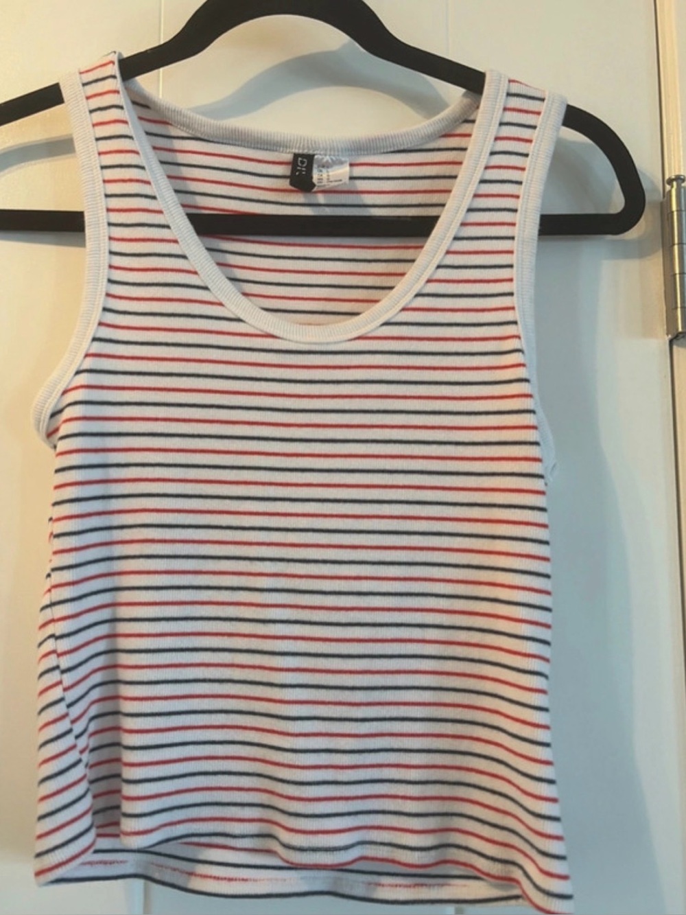 H&M White Tank Top with Red and Navy Stripes